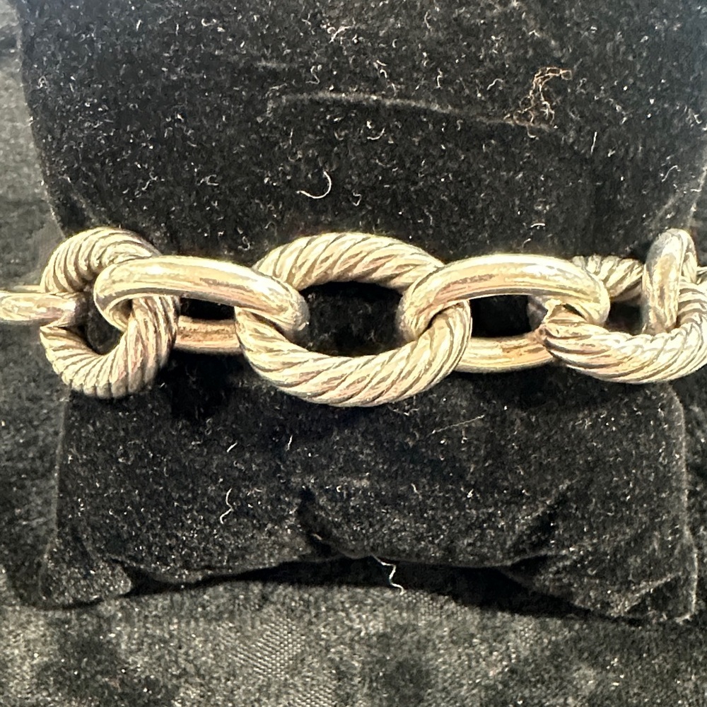 David Yurman Textured Rope-Link Chain Bracelet - Sterling silver